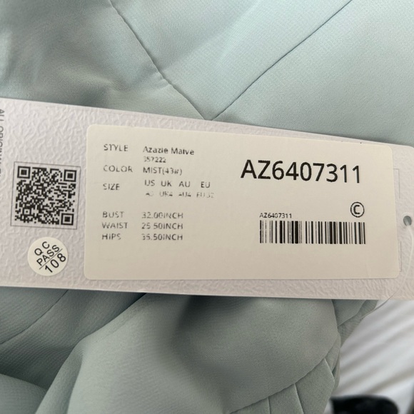 AZAZIE MAIVE Sky Blue Fitted Pleated Ruffle Chiffon Dress AMZ4 - Picture 7 of 8